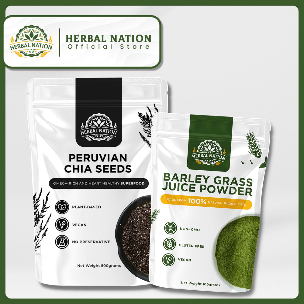 Herbal Nation Barley & Chia Seeds Bundle Superfood Set 2-in-1