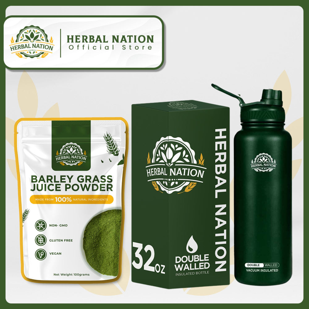 Herbal Nation 32oz Double-Walled Insulated Bottle + Barley
