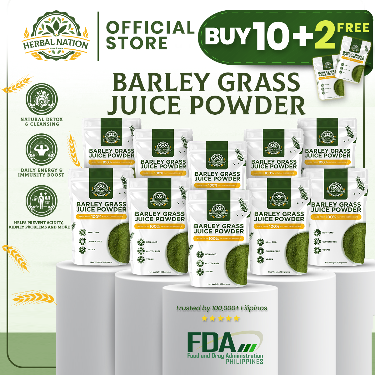 
                  
                    Herbal Nation Barley Grass Juice Powder SUPER SAVER (10 PCS + 2 FREE)
                  
                