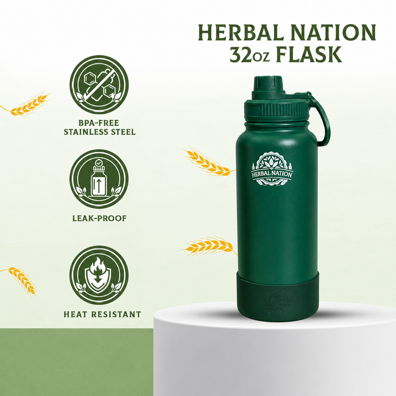 Herbal Nation 32oz Double-Walled Insulated Bottle + Barley