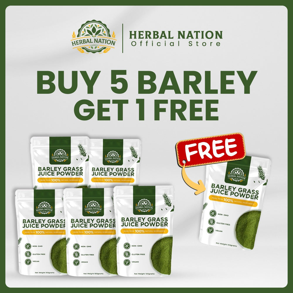 Herbal Nation Barley Grass Juice Powder MEGA PACK 5 packs +1 FREE