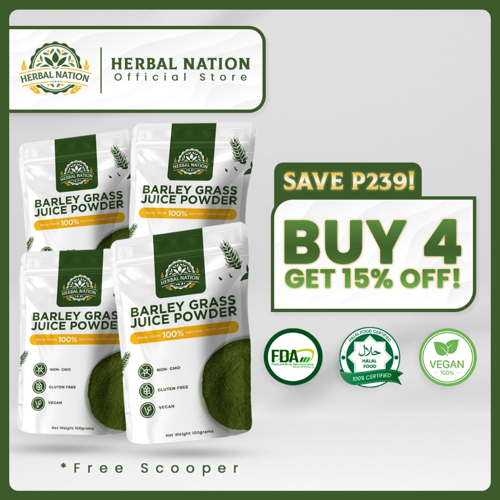 Herbal Nation Barley Grass Juice Powder  FAMILY PACK (4 PCS) FREE SHIPPING